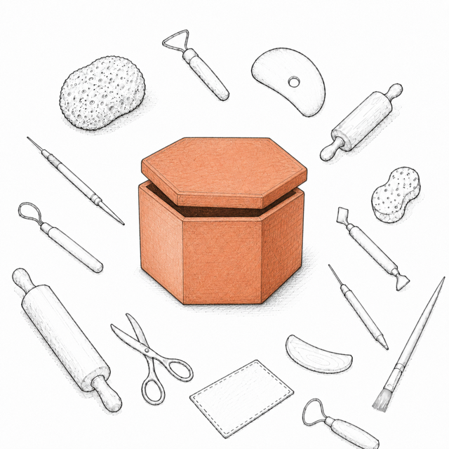Hexagonal lidded box illustration